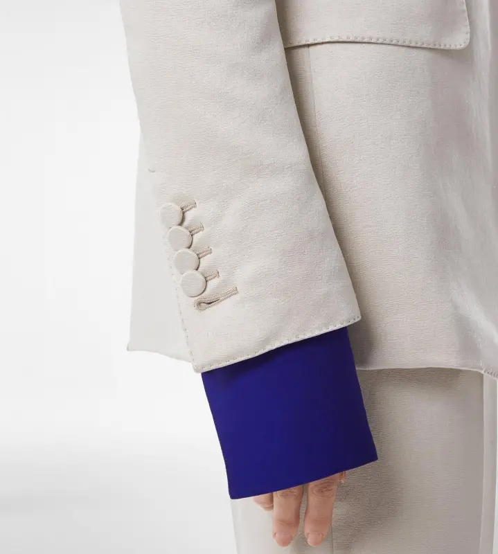 WASHED COTTON SILK BLEND DUCHESSE SINGLE BREASTED JACKET PINK BEIGE online